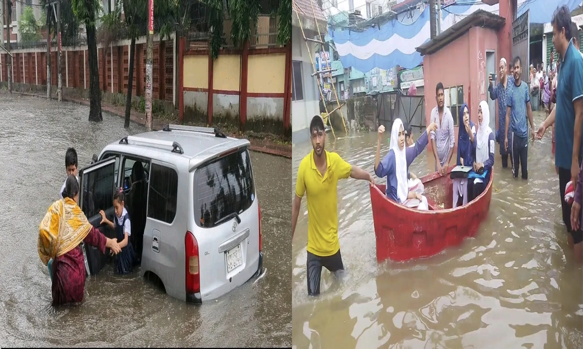 জলাবদ্ধতায় দুর্ভোগে শিক্ষার্থী ও কর্মজীবী মানুষ